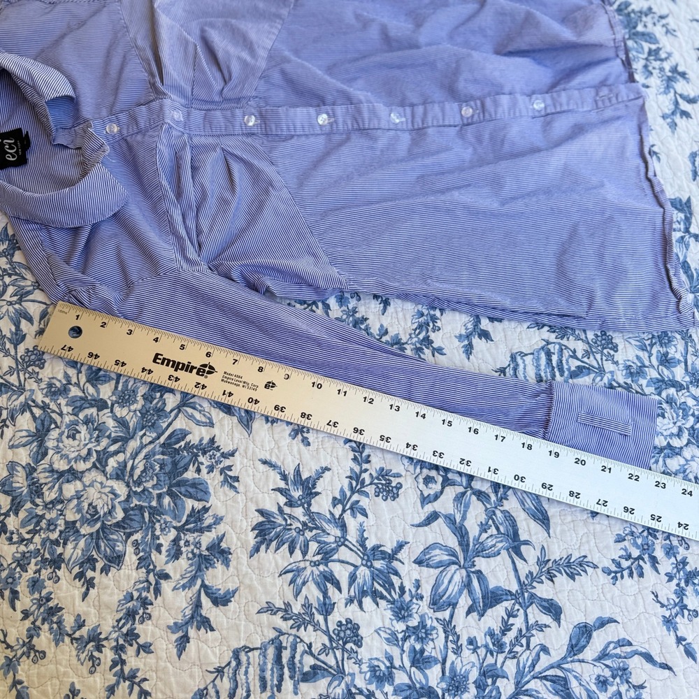 ECI New York Blue Striped Long Sleeve Button Down Shirt Dress 6 Preppy‎ Classic - Picture 10 of 14